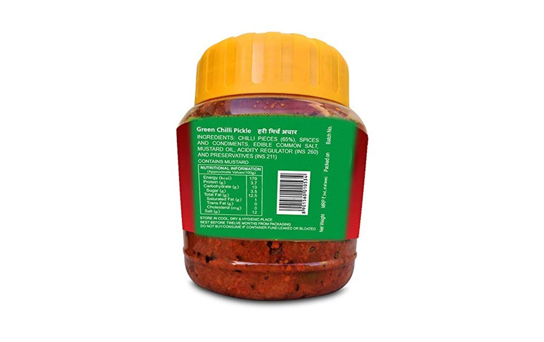 Nilon's Rajasthani Green Chilli Pickle    Plastic Jar  900 grams
